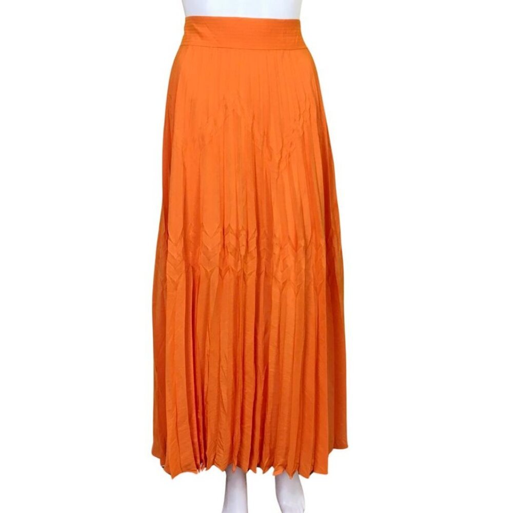 New Ramy Brook Women's Lace Details High Waist Maxi Skirt Orange Sz 4